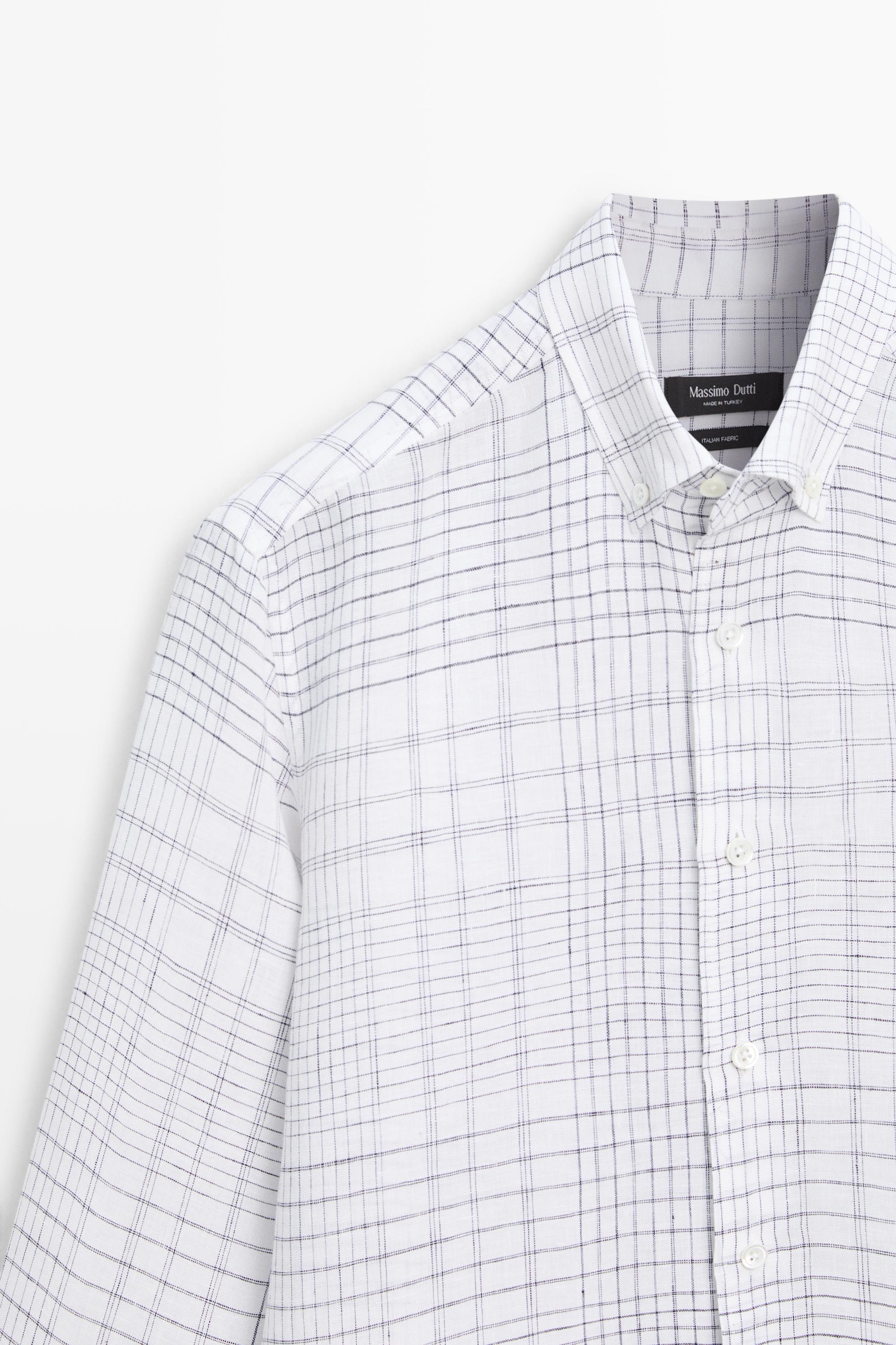 Chemise regular fit à carreaux 100 % lin